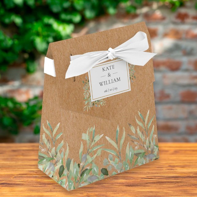 Elegant Greenery Rustic Kraft Wedding Favour Box (Creator Uploaded)