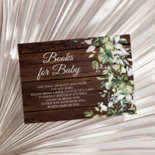 Elegant Greenery Rustic Wood Book for Baby Enclosure Card