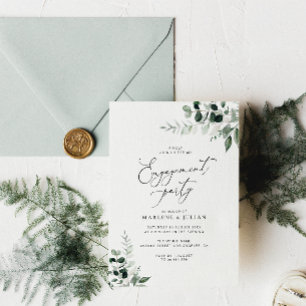 elegant greenery sage green engagement party invitation