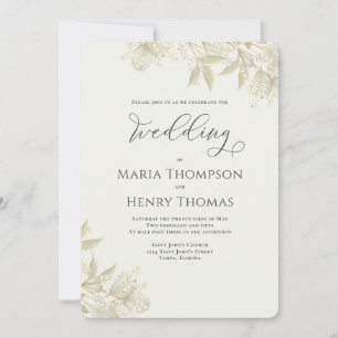 Elegant Greenery Sage Green Floral Foliage Simple Invitation