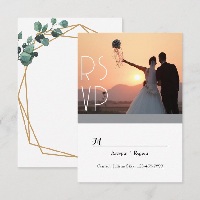 Elegant Greenery Script RSVP Invitation (Front/Back)