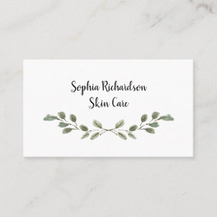 Elegant Greenery Simple Watercolor Leaves Business Card