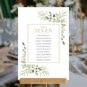 Elegant Greenery Table Number 7 Seating Chart