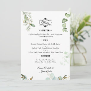 Elegant Greenery Table Wedding Menu