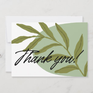 Elegant Greenery Thank You Card   Minimalist Botan