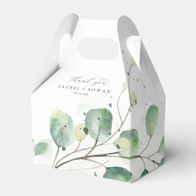 Elegant Greenery Thank You Favour Box (Front Side)