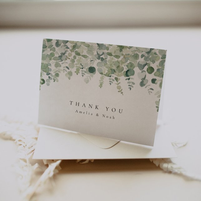 Elegant Greenery Thank You Postcard (Creator Uploaded)