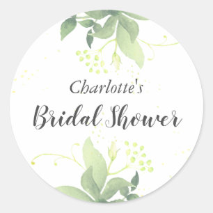 Elegant Greenery Watercolor Bridal Shower Sticker