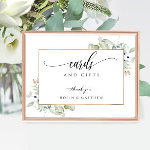 Elegant Greenery Watercolor, Cards & Gifts Sign