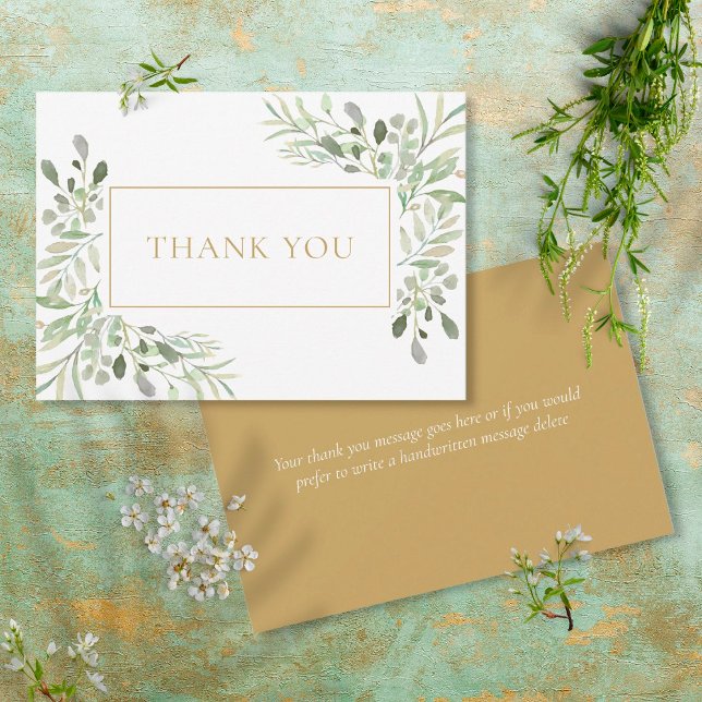 Elegant Greenery Watercolour Gold Thank You (Creator Uploaded)