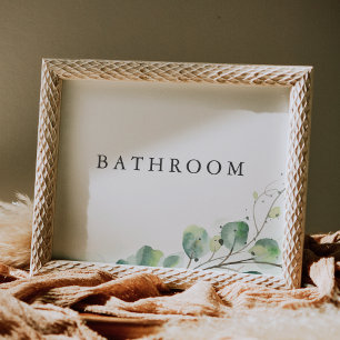 Elegant Greenery Wedding Bathroom Sign Invitation