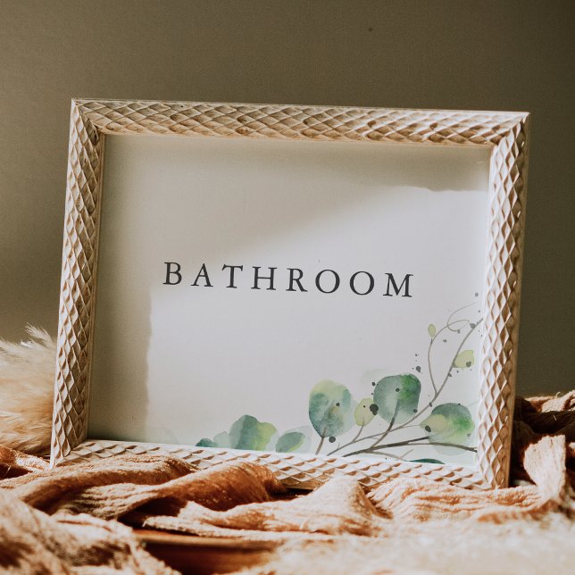 Elegant Greenery Wedding Bathroom Sign Invitation (Creator Uploaded)