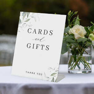 Elegant greenery wedding cards and gifts sign
