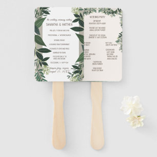 Elegant Greenery Wedding Ceremony Program Hand Fan
