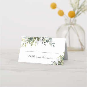Elegant Greenery Wedding Folded Place Card