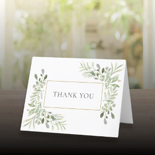 Elegant Greenery Wedding Folded Thank You Card