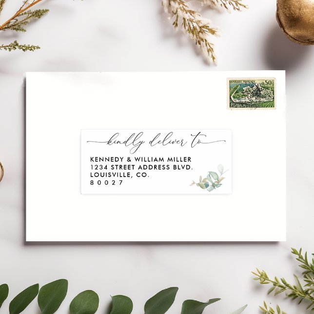 Elegant Greenery Wedding Guest Address Labels (Creator Uploaded)