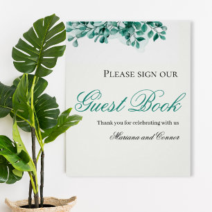 Elegant Greenery Wedding Guest Book Sign