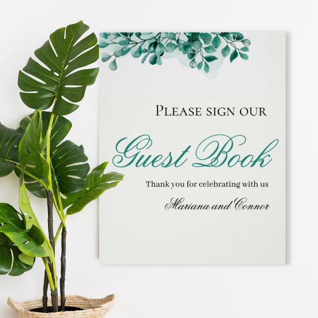 Elegant Greenery Wedding Guest Book Sign (Creator Uploaded)