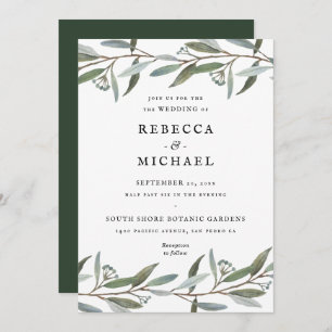 Elegant Greenery Wedding Invitation