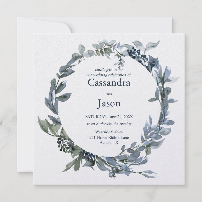 Elegant Greenery Wedding Invitation (Front)