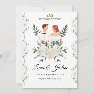 Elegant Greenery Wedding Invitation Custom floral 