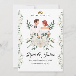 Elegant Greenery Wedding Invitation Custom floral 