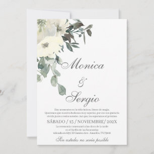 Elegant Greenery Wedding Invitation in Spanish