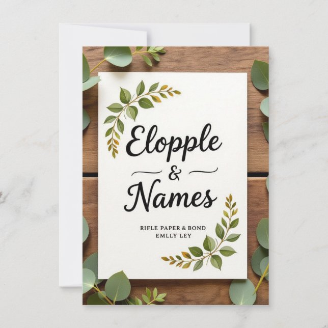 Elegant Greenery Wedding Invitation | Minimal  (Front)