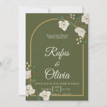 Elegant Greenery Wedding Invitation | Olive Green