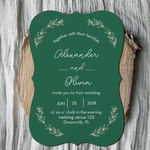 Elegant Greenery Wedding Invitation Script Font
