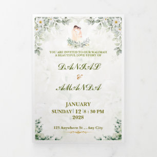 Elegant Greenery Wedding Invitation Watercolor