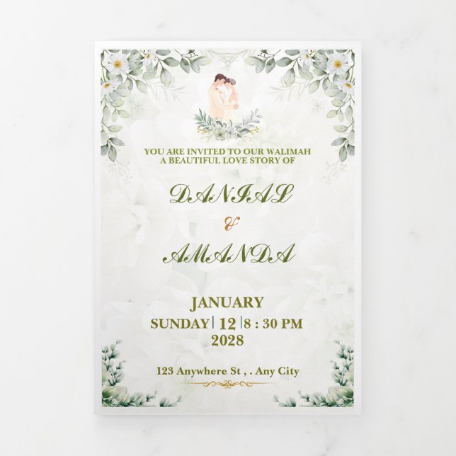 Elegant Greenery Wedding Invitation | Watercolor (Cover)