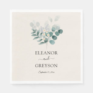 Elegant greenery wedding napkin