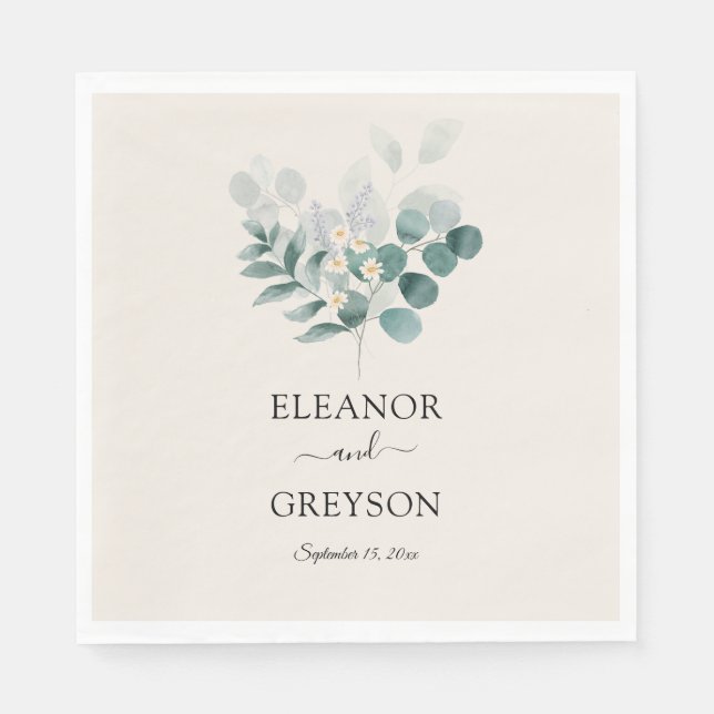 Elegant greenery wedding  napkin (Front)