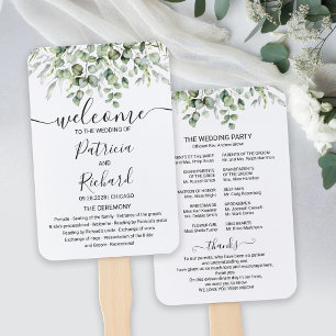 Elegant Greenery Wedding Program Hand Fan