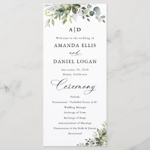 Elegant Greenery Wedding Program Programme