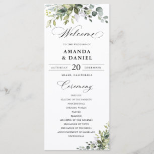 Elegant Greenery Wedding Program Programme