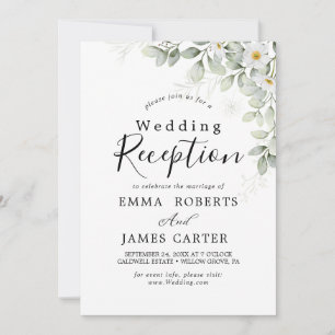 Elegant Greenery Wedding Reception Invitation
