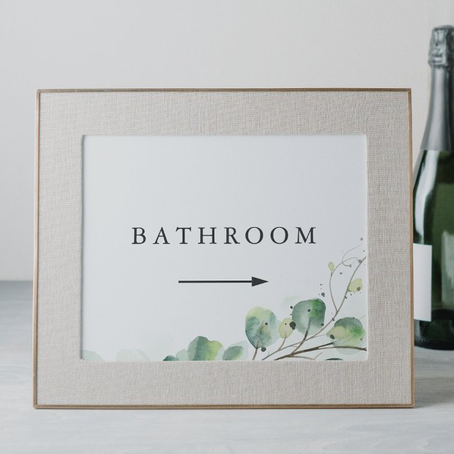 Elegant Greenery Wedding Right Arrow Bathroom Sign Invitation (Creator Uploaded)