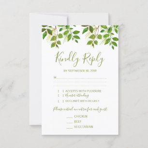 Elegant Greenery Wedding RSVP 3 Entree
