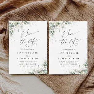 Elegant Greenery Wedding Save The Date Invitation