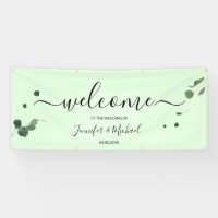 Elegant Greenery Wedding Script Welcome Sign