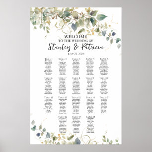 Elegant greenery wedding seating chart 18 tables