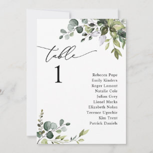 Elegant Greenery Wedding Seating Chart Table Cards