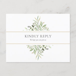 Elegant Greenery Wedding Song Request RSVP Invitation Postcard
