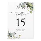 Elegant Greenery Wedding Table Number Cards