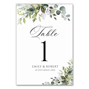 Elegant Greenery Wedding Table Numbers