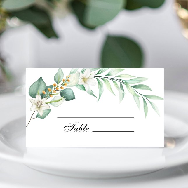Elegant Greenery Wedding Table Place Card (Creator Uploaded)
