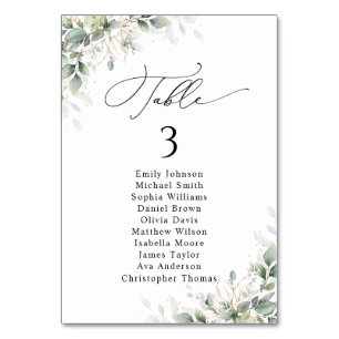 Elegant Greenery Wedding Table Seating Chart Number